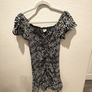 Off the shoulder mini flower dress